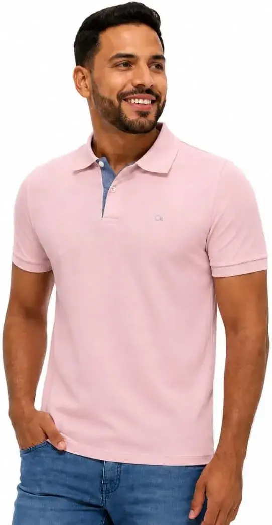 CAMISETA POLO OGOCHI BASICA ROSA (POLO MC SLIM ESSENCIAL OG)
