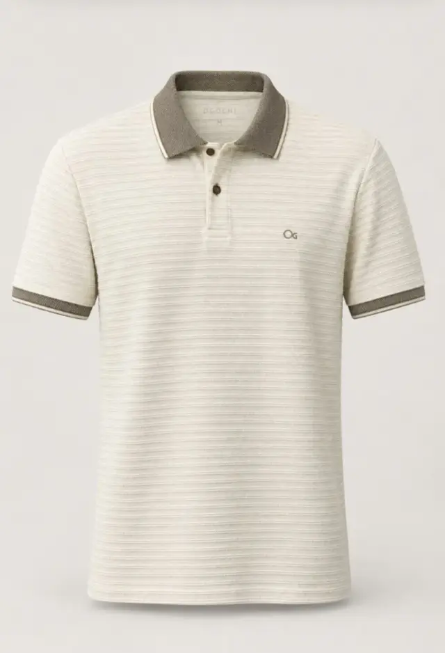 CAMISETA POLO TEXTURIZADA (POLO MC CASUAL MALHA DIFERENCIADA)