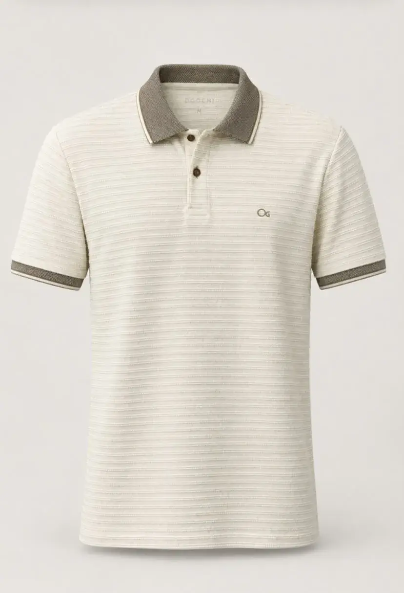CAMISETA POLO TEXTURIZADA (POLO MC CASUAL MALHA DIFERENCIADA)