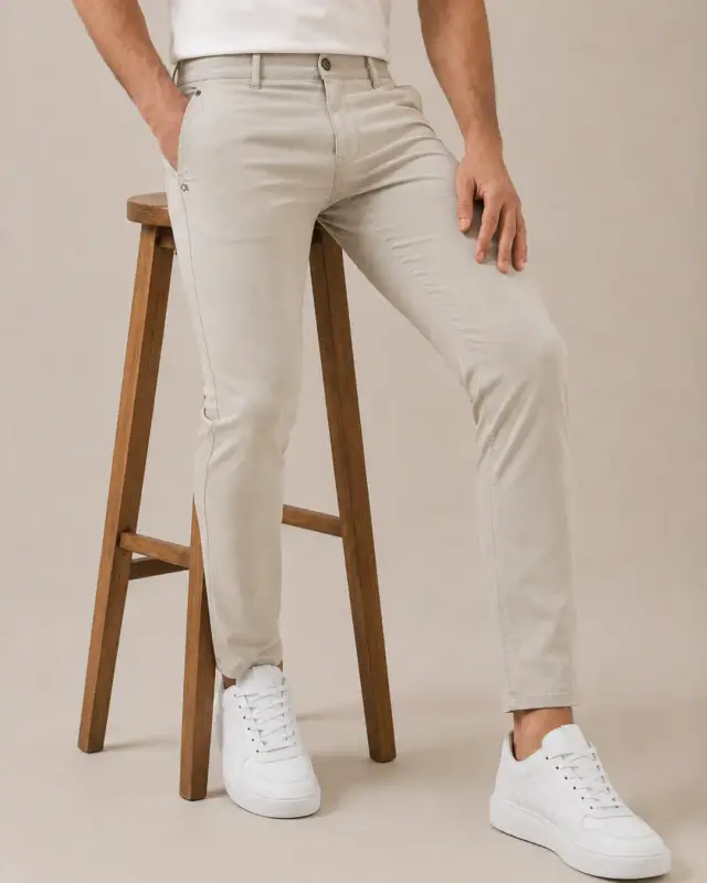 CALÇA SARJA AREIA SLIM (CALÇA ESSENCIA SLIM COLOR)