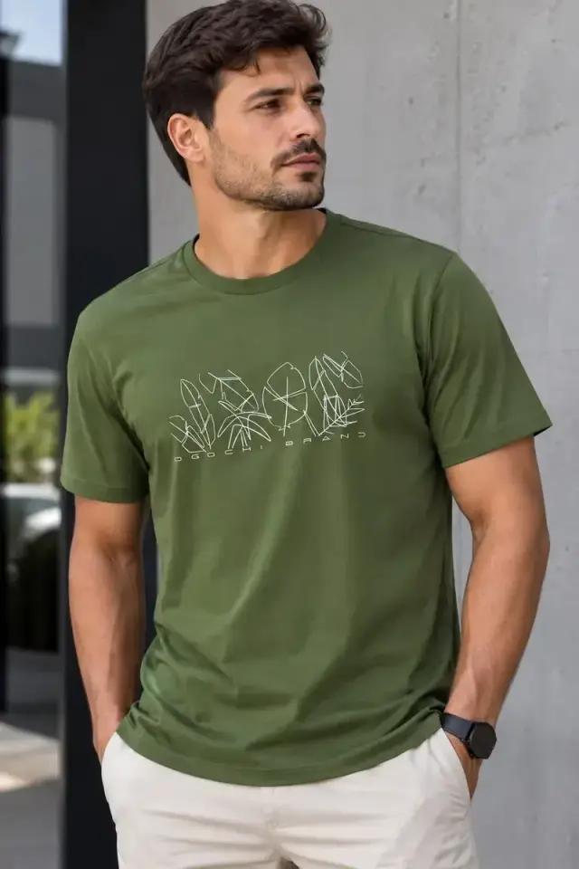 CAMISETA VERDE ESTAMPA FOLHAS OGOCHI BRAND (CAMISETA MC DEC RED SLIM)