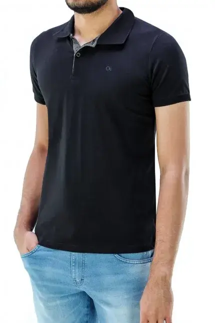 CAMISETA POLO PRETA LISA OGOCHI (POLO MC SLIM ESSENCIAL OG)