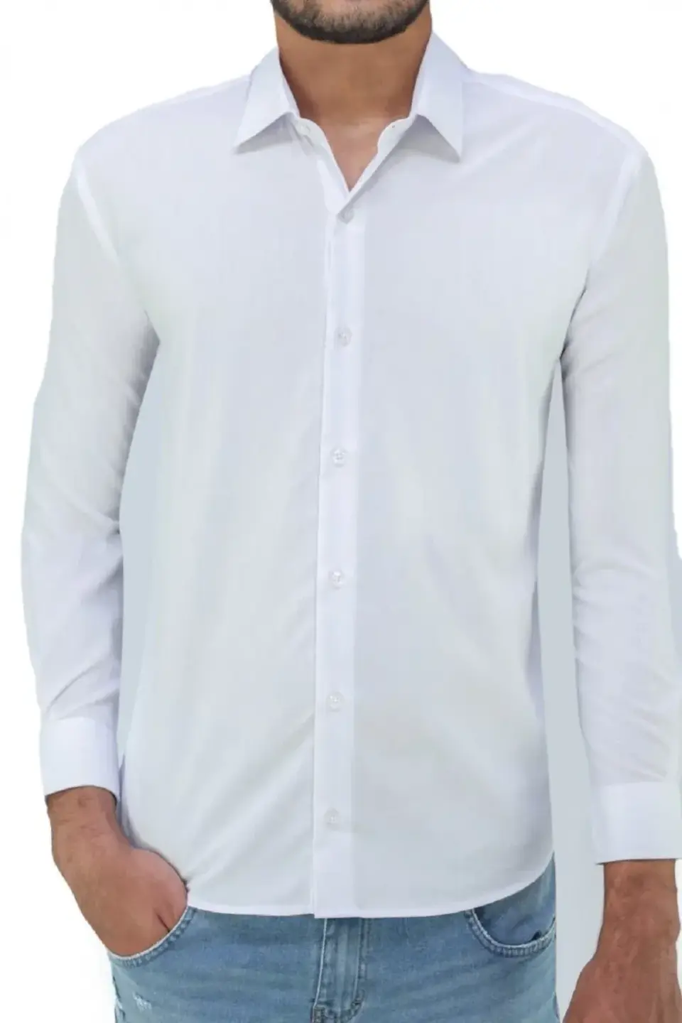 CAMISA SOCIAL MANGA LONGA BRANCA COM TRAMA ( CAMISA ML SLIM CULT MAQ)
