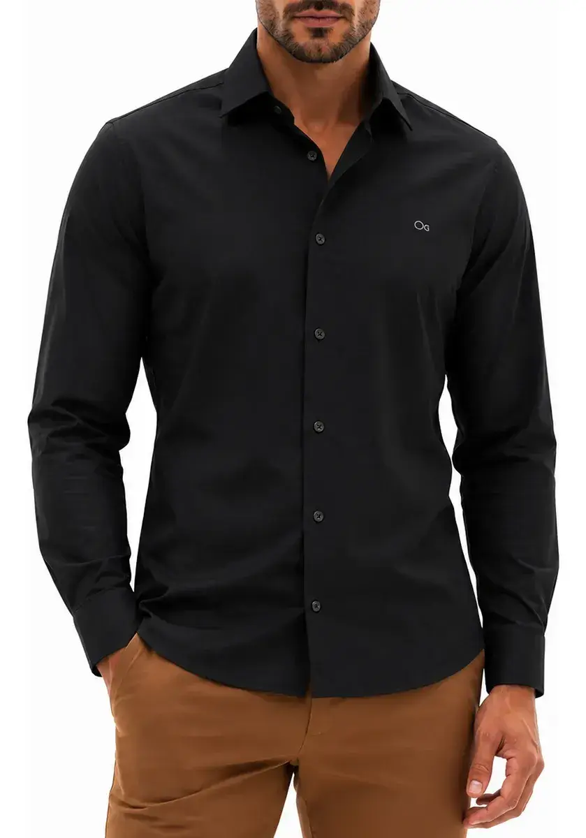 CAMISA SOCIAL PRETA COM TRAMA (CAMISA ML SLIM CULT MAQ)