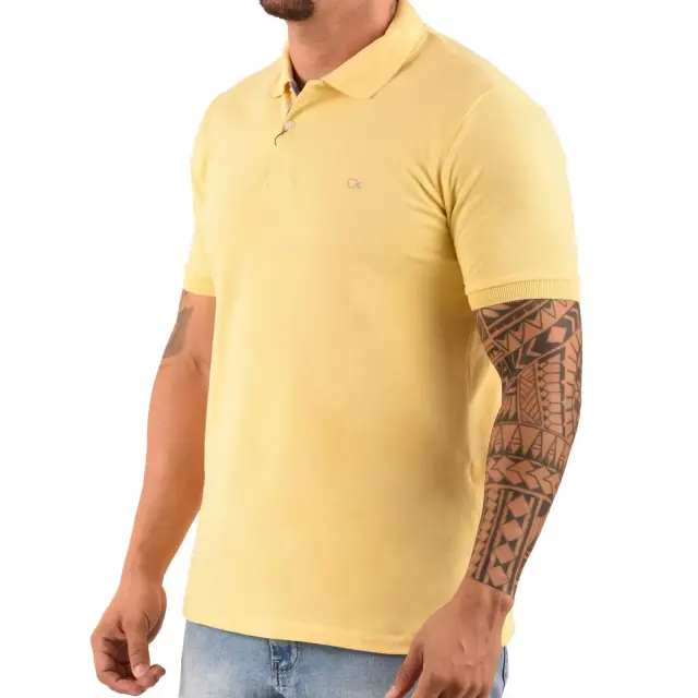 CAMISETA POLO AMARELO PASTEL (POLO MC CASUAL DIFERENCIADA)
