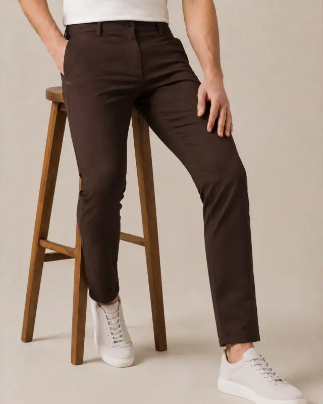 CALÇA SLIM MARROM SARJA (CALÇA BOLSO FACA SLIM)